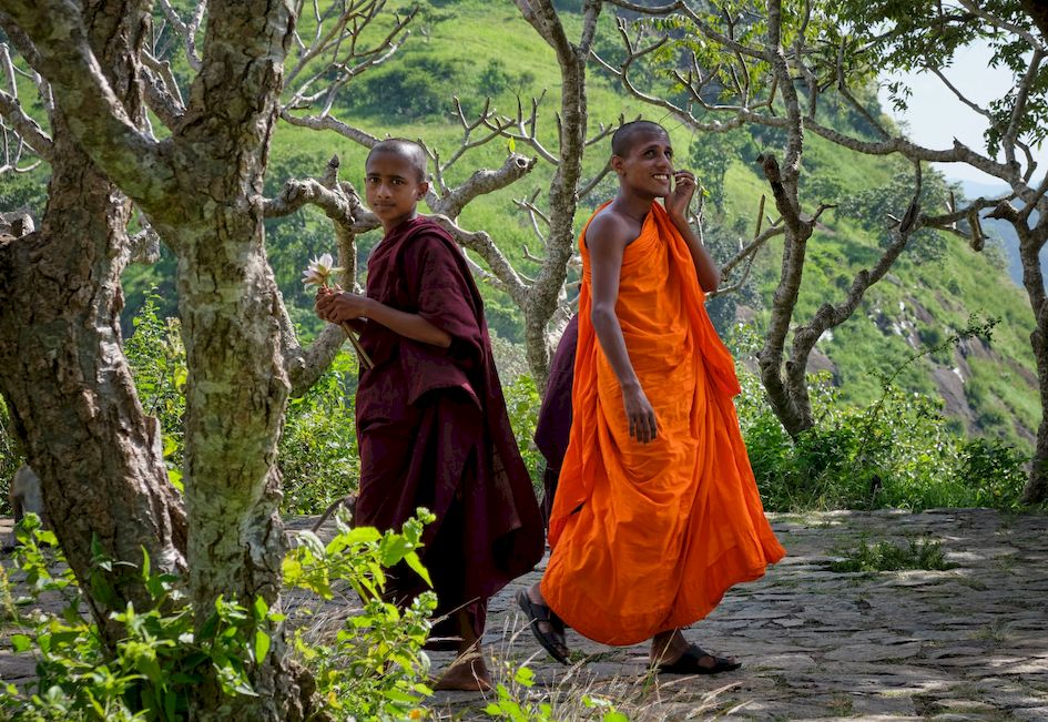 Монахи в Дамбулле Шри Ланка