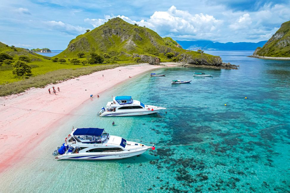 Розовый пляж на острове Падар Индонезия