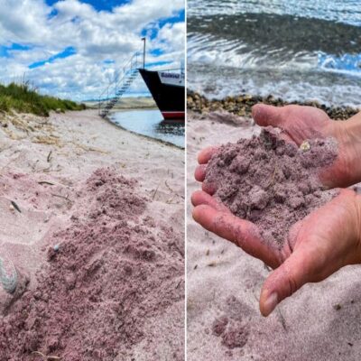 Розовый песок на острове Огой Байкал
